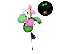 Lumières Solaires de Lotus à Changement de Couleur Piquet de Jardin Extérieur pour Pelouse de Lotus Rose Lumières LED