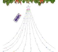 Lumières solaires de Noël d'extérieur | 3,3 m LED avec minuterie à distance - Guirlande lumineuse à DEL en cascade pour sapin de Noël, décoration de jardin, cour, pelouse, allée, patio, porche, salon