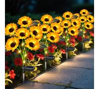 Lumières solaires de Tournesol décor extérieur, 4 Pack Solar Garden Decor 24 étanche Solaire de Tournesol lumières extérieures pour Le Patio de Jardin, lit de Fleurs, Sentier, Cadeau pour Les Femmes,