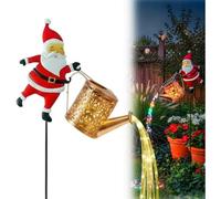 Lumières solaires décoratives en forme de Père Noël en métal à suspendre pour extérieur, décoration de cour pour patio, chemin (chaud)