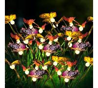Lumières Solaires Décoratives Extérieures de Jardin, 2 Pièces 10LED Papillons Firefly Lampe Solaire Extérieure, IP65 Étanche Lumières Solaires Lucioles pour Allée Terrasse Jardin Décoration