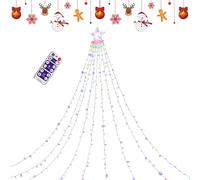 Lumières solaires d'extérieur de Noël - LED étanches avec minuterie à distance, guirlande lumineuse à DEL en cascade pour sapin de Noël | pour décoration de jardin, cour, pelouse, allée, patio, porche