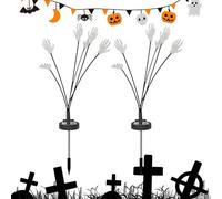 Lumières solaires d'extérieur d'Halloween, lumières solaires d'Halloween, 2 x lumières de piquet de chemin étanches - Éclairage solaire de paysage pour piste, pelouse
