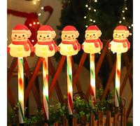 Lumières solaires en forme de bonhomme de neige/Père Noël, 5 LED, blanc chaud, marche/arrêt automatique, étanchéité IP65, pour jardin, cour, allée, décoration de vacances