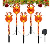 Lumières Solaires Pour Allée De Noël - Bornes Jardin Étéan Snowman Et Élan | Lot De 6 Balises Extérieures Pour Pelouse, Décoration Festive, Cour, Terrasse Et Éclairage De Fête Hivernale, Classe Énergé