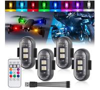 Lumières Stroboscopiques LED Sans Fil avec Télécommande, 8 Couleurs Chargement USB Lumière LED Etanche(4PCS)