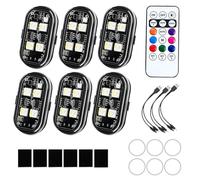 Lumières stroboscopiques - Lumières stroboscopiques à haute puissance - 6 pièces Lumière anti-collision sans fil | LED clignotante à télécommande à 8 couleurs | Lumière pour les véhicules d'urgence,