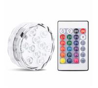 Lumières submersibles à 10 LED, lumières multicolores RVB étanches alimentées par batterie avec télécommande IR