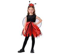 LumiJour Déguisement Insecte Fille 2 Pièces Robe Coccinelle Sans Manches Ailes Bandeau pour Soirée Halloween Rouge 3-4 ans