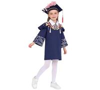 LumiJour Enfant Fille 3 Pièces Costume Maternelle Robe Cérémonie et Cape avec Chapeau Fleuri Costume de Diplôme Rouge A 5-6 ans