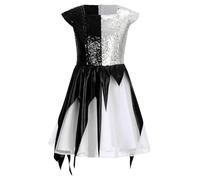 LumiJour Enfant Fille Déguisement Ange Diable Robe sans Manches Cosplay Robe Demi-Ange Demi-Diable Carnaval Noir 5-6 ans