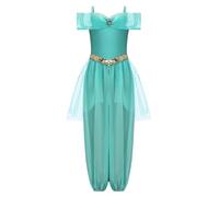LumiJour Enfant Fille Déguisement Princesse Orientale Combinaison Belly Dance Tenue Arabe Danse Oriental Haloween Cosplay Carnaval Vert 13-14 ans