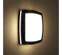 Lumiled Applique murale d'extérieur - Applique murale d'extérieur - Applique murale d'extérieur - Applique de jardin, de couloir, de terrasse, façade - IP44 - Noir - Rectangulaire - Étanche aux