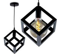 Lumiled Lampe suspendue réglable 1 ampoule industrielle rétro en métal - Lampe de table à manger - Noir - Lampe de table à manger - Lampe de salon - Culot E27