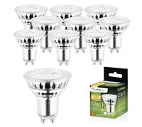 Lumiled Lot de 10 ampoules LED GU10 - 6 W - 580 lm - Blanc chaud - 3000 K - Remplace 50 W - CRI>80 - Angle d'éclairage : 38° - Boîtier en verre - Intensité non variable - Lot de 10 ampoules à économie