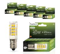 Lumiled Lot de 6 ampoules LED E14 T25 - 5 W - 4000 K - Blanc neutre - 470 lm - Angle d'éclairage 320° - 230 V - Pour réfrigérateur, four