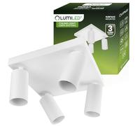 Lumiled Plafonnier à 4 spots pour plafond, plafonnier, plafonnier, orientable, pivotant, blanc, rond, 4 douilles GU10, 230 V