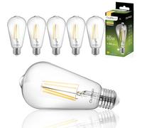 Lumiled ST64 Lot de 6 ampoules LED vintage E27 8 W (équivalent à 60 W) 880 lm Verre transparent Edison 3000 K Lumière blanc chaud Ampoule rétro traditionnelle à filament 360°