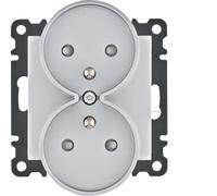 Lumina 8694407002723 WL1342 hager polo Prise de terre double avec panneau de contact 16 A/250 VAC Argent