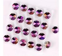 LuminaCreek Applique en strass argenté arc-en-ciel à coudre, forme ronde Rivoli(8mm 50pcs A12 Amethyst RB)