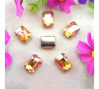 LuminaCreek Cristaux de verre strass à coudre, argent, 7 tailles, mélange de couleurs, forme rectangulaire, perles strass à coudre(6x8mm 50pcs A8 Champagne Gold)
