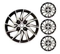 LuminaCreek Enjoliveurs universels 15, compatibles avec Une Large Gamme de modèles de Voitures, Grande variété de Couleurs, adaptés aux enjoliveurs de Roue de qualité supérieure(Silver Black)