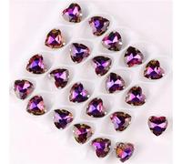 LuminaCreek Lot de 20 strass en verre à coudre en forme de cœur, couleur argent, appliques(10mm 20pcs A12 Amethyst RB)