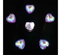 LuminaCreek Lot de 20 strass en verre à coudre en forme de cœur, couleur argent, appliques(10mm 20pcs A28 Lt amethyst AB)