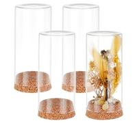 LuminaCreek Lot de 4 cloches en verre avec couvercle en liège, bocaux décoratifs, vitrine, 6 x 11,3 cm
