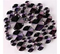 LuminaCreek Strass à coudre en verre, forme ronde Rivoli, griffe argentée, 7 tailles, mélange de 50 pièces/sac. Strass à coudre(A17 Amethyst 50Pcs)