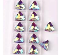 LuminaCreek Strass en verre à coudre, 18 mm, forme triangulaire, griffe argentée, couleur bonbon moka AB(18mm 10pcs A35 Lt amethyst AB)