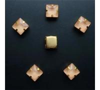 LuminaCreek Strass en verre à coudre, 50 pièces de 8 mm de forme carrée, perles en cristal de verre, griffes dorées, à coudre, for bricolage(8mm 50pcs A14 Champagne)