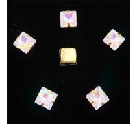 LuminaCreek Strass en verre à coudre, 50 pièces de 8 mm de forme carrée, perles en cristal de verre, griffes dorées, à coudre, for bricolage(8mm 50pcs A27 White AB)