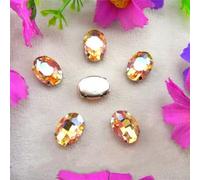 LuminaCreek Strass en verre à coudre, argentés, 7 tailles, mélange de couleurs, forme ovale, perles à coudre, garniture DIY(6x8mm 50pcs A16 Champagne gold)