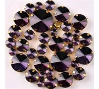 LuminaCreek Strass en verre à coudre, forme ronde, griffe dorée, 7 tailles, mélange de 50 pièces/sac, appliques for robe en cristal de verre(A17 Amethyst 50Pcs)