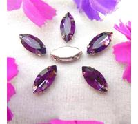 LuminaCreek Strass en verre à coudre, griffe en cristal de verre, œil de cheval, navette, forme marquise, perles en strass à coudre, appliques(6x12mm 50pcs A3 Amethyst)