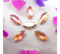LuminaCreek Strass en verre à coudre, griffe en cristal de verre, œil de cheval, navette, forme marquise, perles en strass à coudre, appliques(5x10mm 50pcs A16 Champagne gold)