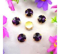 LuminaCreek Strass en verre à coudre, griffes dorées, 7 tailles, mélange de couleurs, forme ronde Rivoli, perles à coudre, strass, applique DIY(18mm 10pcs A6 Amethyst)