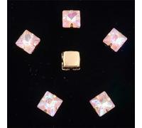 LuminaCreek Strass en verre à coudre, lot de 50 pièces, forme carrée de 8 mm, griffe dorée, à coudre sur des appliques(8mm 50pcs A27 Champagne AB)