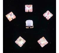 LuminaCreek Strass en verre à coudre, lot de 50 pièces, forme carrée de 8 mm, sertissage à griffes en métal argenté, appliqués en strass(8mm 50pcs A27 Champagne AB)