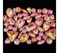 LuminaCreek Strass en verre à coudre, lot de 50 pièces, griffes dorées, mélange de strass arc-en-ciel, bonbons gélifiés, AB(A32 Orange AB)