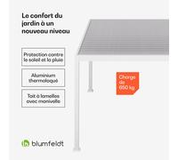 LuminaHaven Pavillon 3x4 m Le toit à lattes en acier galvanisé protège du soleil, de la pluie et du vent