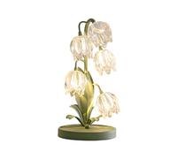 luminaire 5 têtes de table de table de tulipe lampe en verre cristal fleur de fleur de lit de lit lampe de cheminée nordique verte floral lite de lecture de la chambre à coucher du salon Bureau