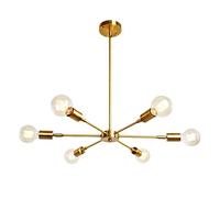 Luminaire à 6 lumières Lustre doré moderne en laiton brossé Suspension du milieu du siècle Lampes suspendues semi-encastrées avec bras rotatifs pour l'éclairage de lustre en métal de cuisine de chambr