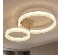 Plafonnier LED anneaux sable Lampe design salle à manger lampe de salon, métal, 24W 1800Lm blanc chaud, LxlxH 50x33x12,3 cm