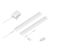 ledscom.de Luminaire d'agencement LED SIRIS blanc mat avec détecteur de mouvement, plat, 30cm chacun, 368lm chacun, blanc chaud, 2 pièces