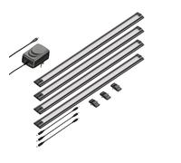 ledscom.de Luminaire d'agencement LED SIRIS noir mat, plat, 50cm chacun, 531lm chacun, blanc chaud, 4er Set
