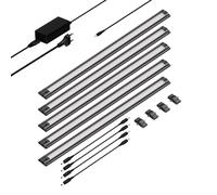 ledscom.de Luminaire d'agencement LED SIRIS noir mat, plat, 50cm chacun, 531lm chacun, blanc chaud, 5er Set