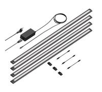 ledscom.de Luminaire d'agencement LED SIRIS noir mat, plat, 90cm, 963lm chacun, blanc chaud 4er Set