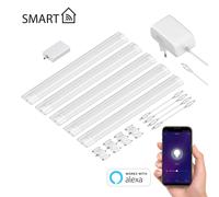ledscom.de Luminaire d'agencement LED intelligent SIRIS blanc mat, contrôleur WLAN, plat, smart home, compatible Alexa, 30cm chacun, 368lm chacun, blanc chaud, 5 pièces